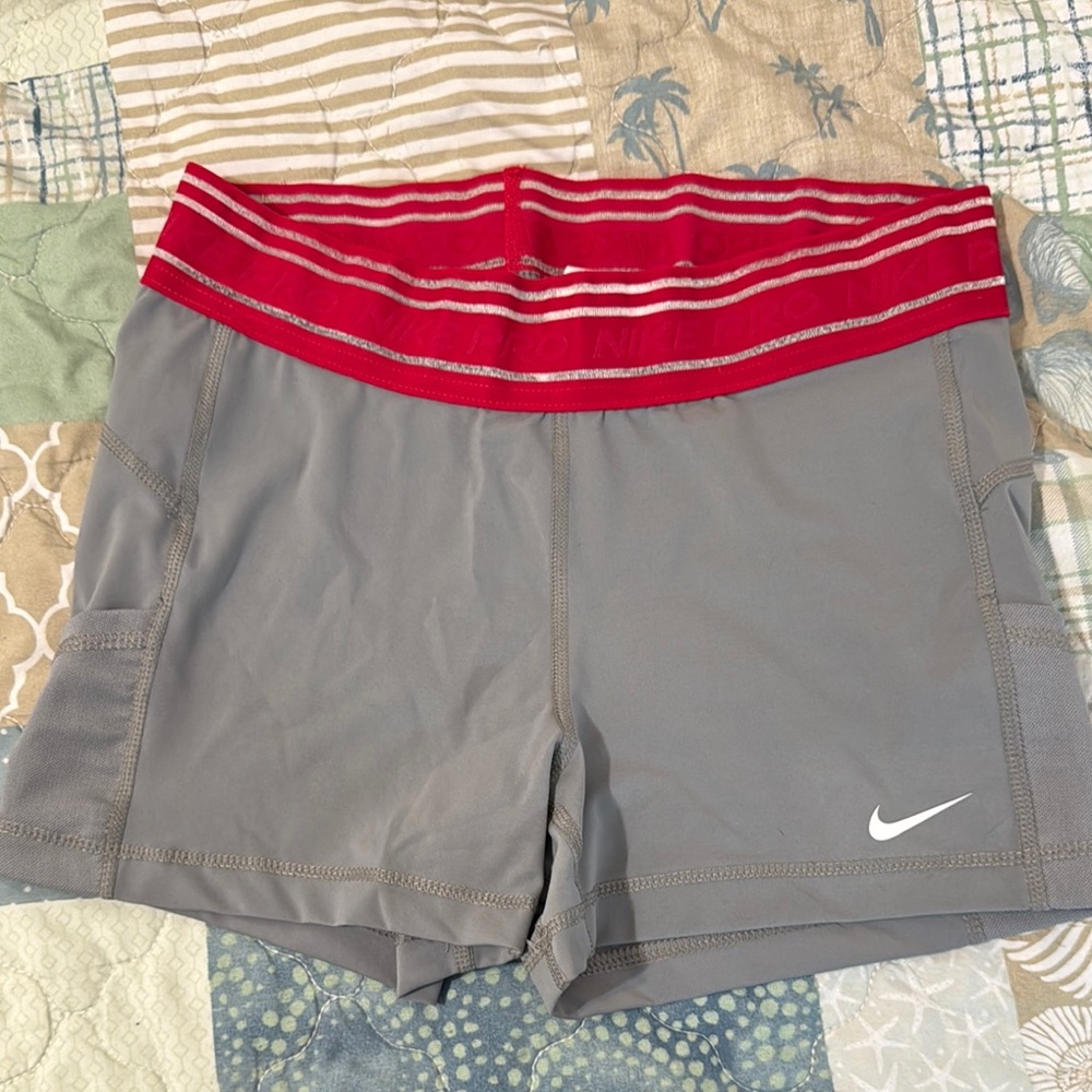 Nike Gray and Red Athletic Shorts